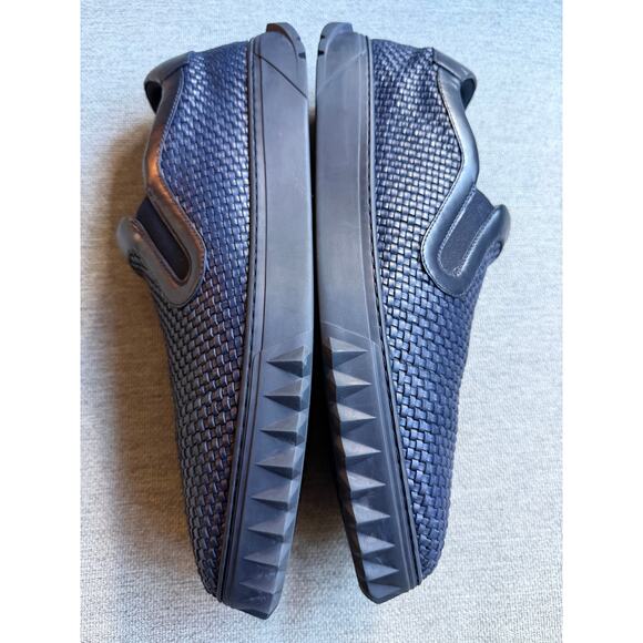 Salvatore Ferragamo Woven Slip on Sneaker Leather Blue Men's Sz 14 Preppy - Picture 6 of 13